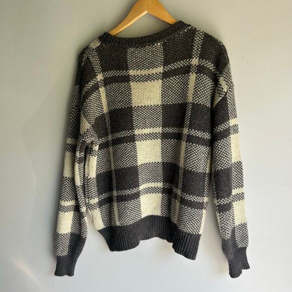 Heartloom Wool Plaid Avery Sweater Crewneck Womens Medium Gray Cream Cottagecore - Picture 7 of 10